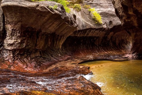 Magnificent Subway gorge landmark in the Zion National Park in Utah, USA, North America