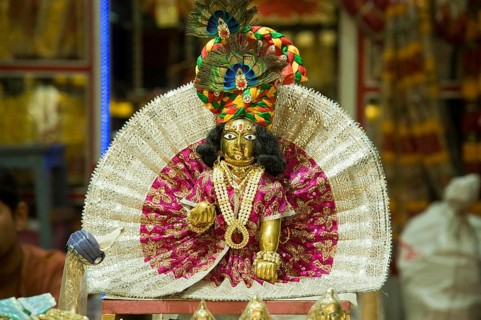Krishna idol in shop kept for sale, mathura, uttar pradesh, india, asia
