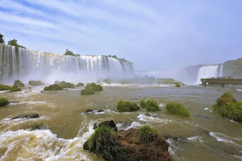 Fantastically spectacular boiling and thundering waterfalls of Iguazu. Waterfalls in Brazil