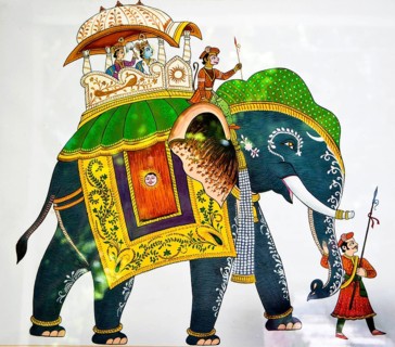 Elephant miniature paintings, varanasi, uttar pradesh, india, asia
