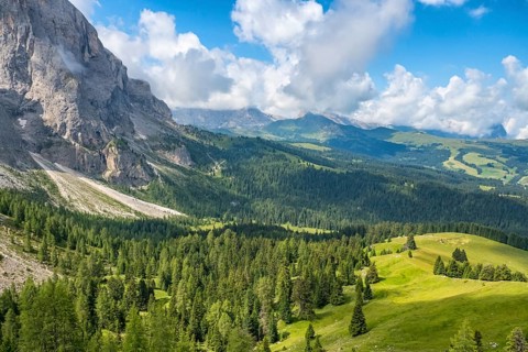 Scenics landscape view of a valley in the dolomites in Italy