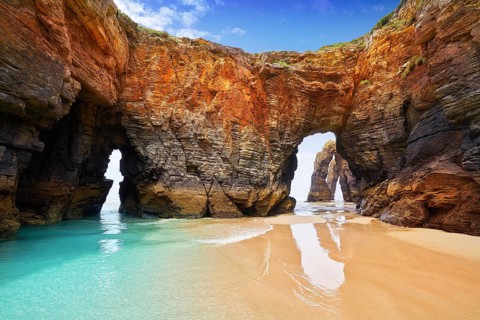 Playa las catedrales Catedrais beach in Ribadeo Galicia of Lugo Spain