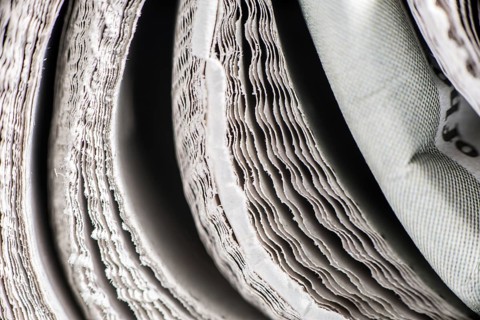 Pile of newspapers close up macro shot