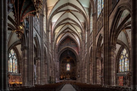 Strasbourg Cathedral, Cathédrale Notre-Dame de Strasbourg, interior, view to the east