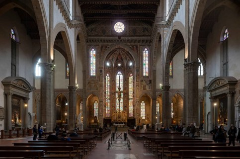 Florence, Firenze, Santa Croce, interior, view to the east