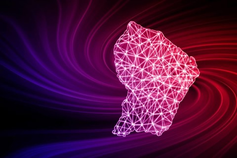Map of French Guiana, Polygonal mesh line map, modern map