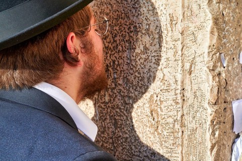 Jerusalem Israel. Orthodox jews praying at the wailing wall