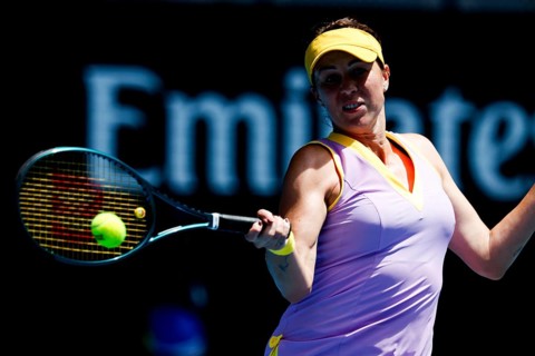 MELBOURNE, AUSTRALIA - JANUARY 19: Anastasia Pavlyuchenkova of Russia hits a forehand to Donna