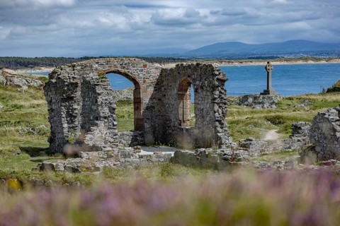 Ruins of the ruined St Dwynwen Church, Llanddwynn Island, Newborough, Anglesey, Wales, Great