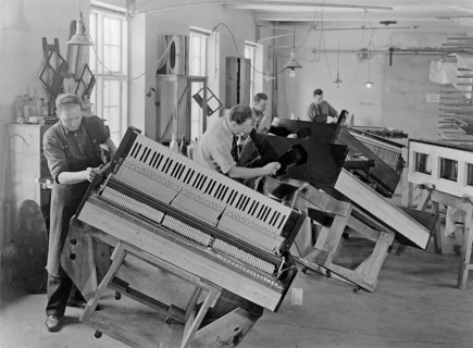 Piano manufacturer. Interior from the swedish manufacturer of pianos and grand pianos Östlind &