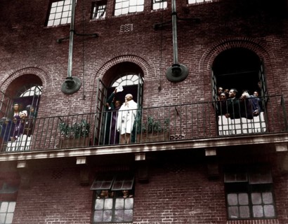 Mahatma Gandhi at Kingsley Hall, Bow, London, September 12, 1931