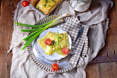 Swabian ravioli gratinated with cheese