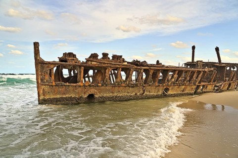 S.S. Maheno ship wreck on Frazer Island. It got destroyed due to a cyclone