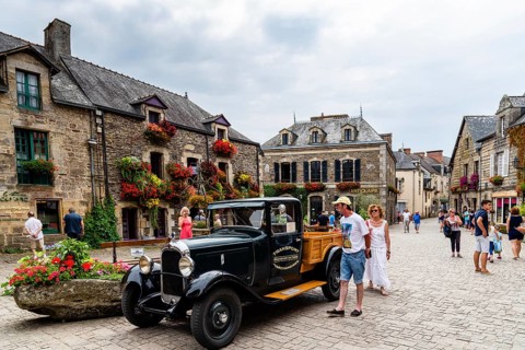 Rochefort-en-Terre, France, July 26, 2018: View of the picturesque medieval village, one of the