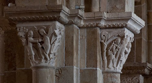 Vezelay, Basilica of Ste-Marie-Madeleine. Interior. Romanesque nave Figure capitals, St, Saint,