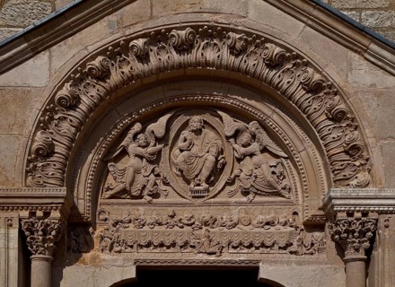 St-Julien-de-Jonzy Burgundy Parish Church West portal 12th century Tympanum Christ in the mandorla