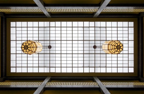 Built in 1929 by Hans Poelzig, atrium, ceiling view