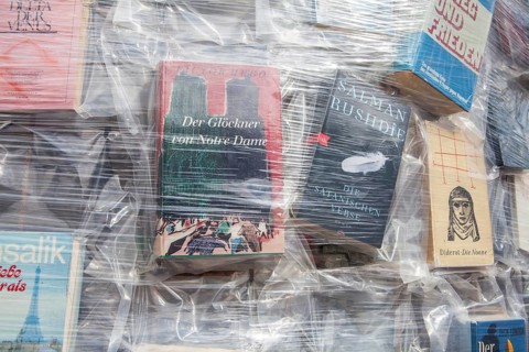 'The Parthenon of Books' by the Argentinian conceptual artist Marta Minujin, banned books,