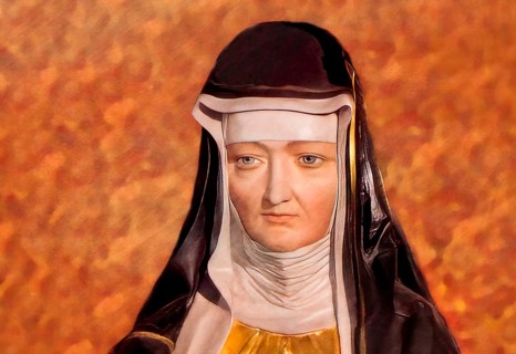Figure of Hildegard of Bingen, Sibyl of the Rhine, 1098 – 1179, German Benedictine abbess and