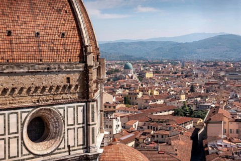 Neo-gothic facade of the renaissance cathedral Santa Maria del Fiore in Florence, Italy, Europe