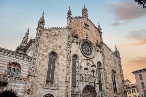 Portal of the cathedral in Como, Italy, Europe