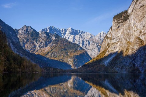 Obersee with Watzmann east face, Königssee, Schönau, Berchtesgaden National Park, Berchtesgadener