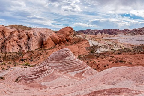 Iconic Fire Wave rock formation in the Valley of Fire State Park, USA, North America