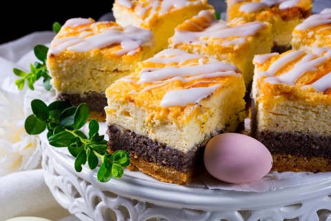 Delicious Easter poppy seed cake with white icing