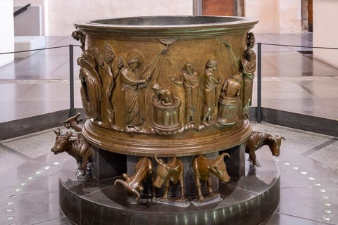 Liège, Liege, St Barthélemy (Sint-Bartolomeüskerk, Sankt Bartholomäus), baptismal font by Reiner