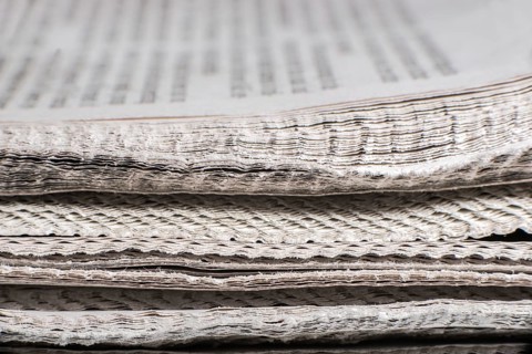 Pile of newspapers close up macro shot