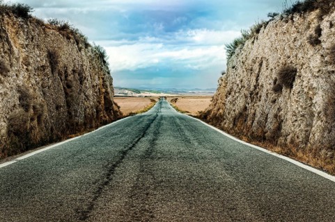 Old dramatic asphalt road