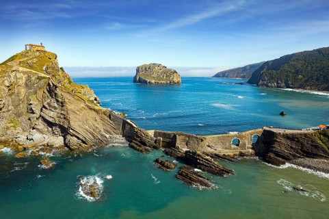The most extraordinary coast of Spain. The island Gastelugache connected to the mainland by a