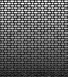 A black and white image of a brick wall with a gradient effect, creating a repetitive and abstract