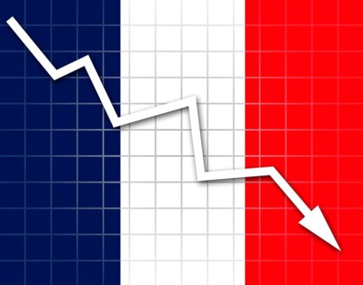 The French flag and arrow graph going down