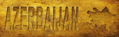 Azerbaijan Map and Text on Grunge Gold Texture