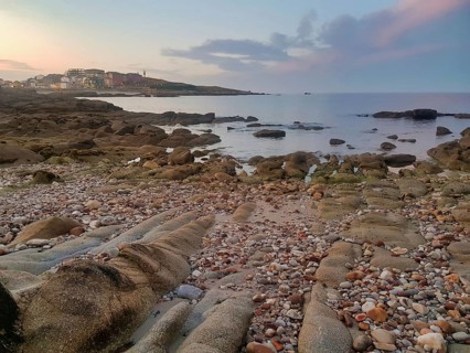 Beach at sunset, photo as a background, digital image