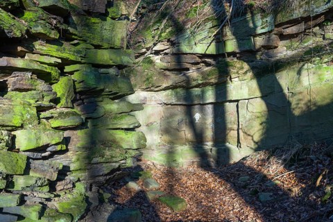 Graffitti at a rock shelter, atmospheric rock arts, looks like signs of Cannibalism, Wülmersen,