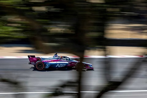 DAVID MALUKAS (66) of Chicago, Illinois practices for the Firestone Grand Prix of Monterey at