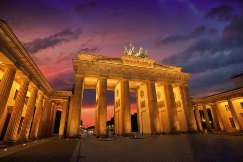 Berlin Brandenburg Gate Brandenburger Tor at sunset in Germany