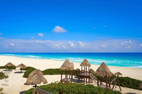 Cancun Playa Delfines beach in Riviera Maya of Mexico