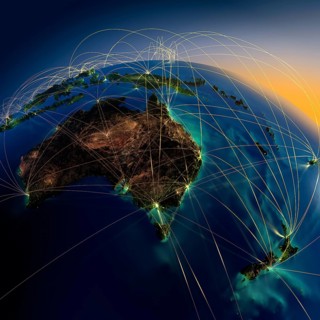 Highly detailed planet Earth at night with embossed continents, illuminated by light of cities,