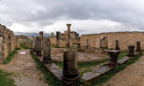 Volubilis, Morocco, 3 March, 2024: view of the Roman city ruins of Volubilis near Meknes in