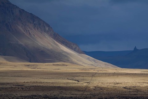 Nature with wide plain in Patagonia with beautiful light mood