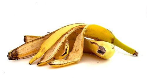 Banana peels on a white background