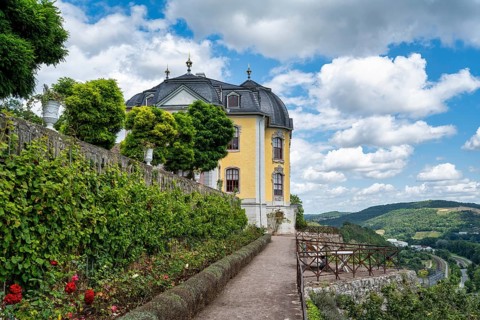 A view of the park and the Dornburg castles near Jena in Thuringia in summer