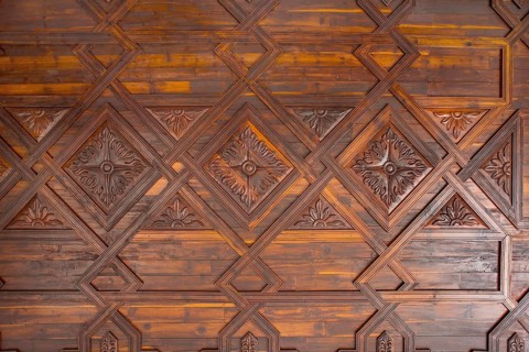 Santa Cruz de La Palma coffered wood ceiling in Canary Islands