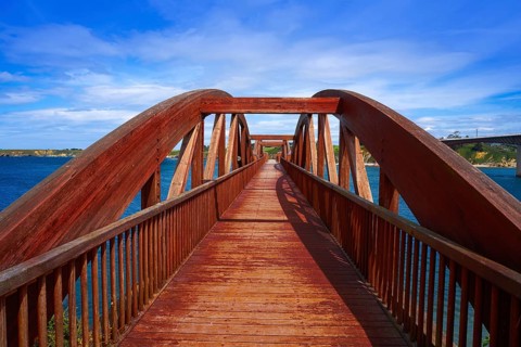 Ribadeo bridge viewpoint over Eo river from Galicia in Spain