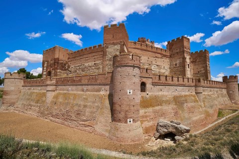 Medina del Campo village in Spain Mota castle in Valladolid at Castile Leon