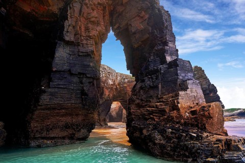 Playa las catedrales Catedrais beach in Ribadeo Galicia of Lugo Spain