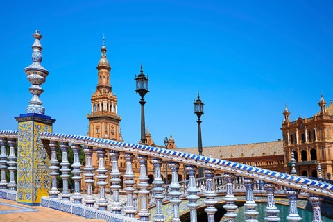 Seville Sevilla Plaza de Espana balustrade Andalusia Spain square